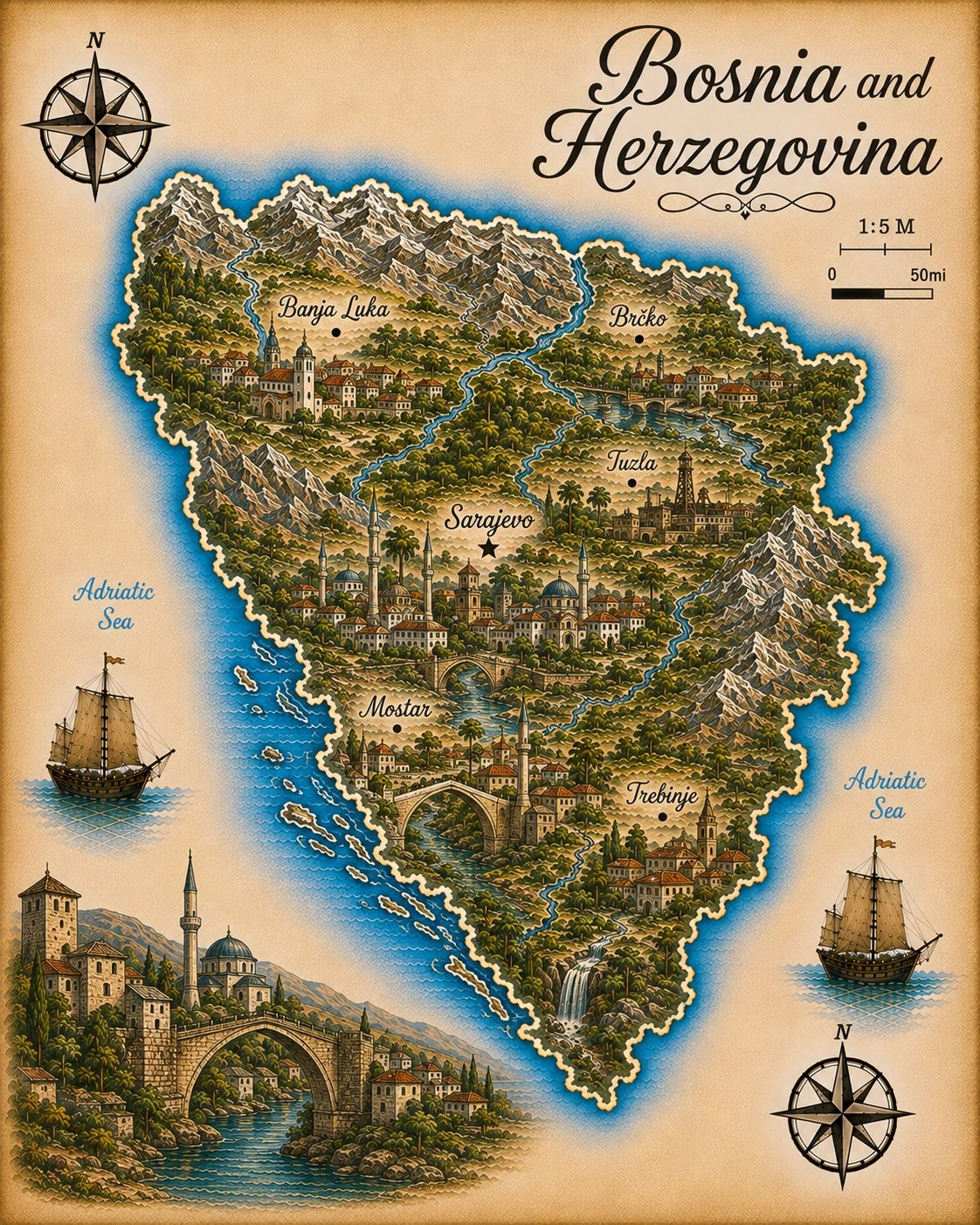 Map of Bosnia and Herzegovina