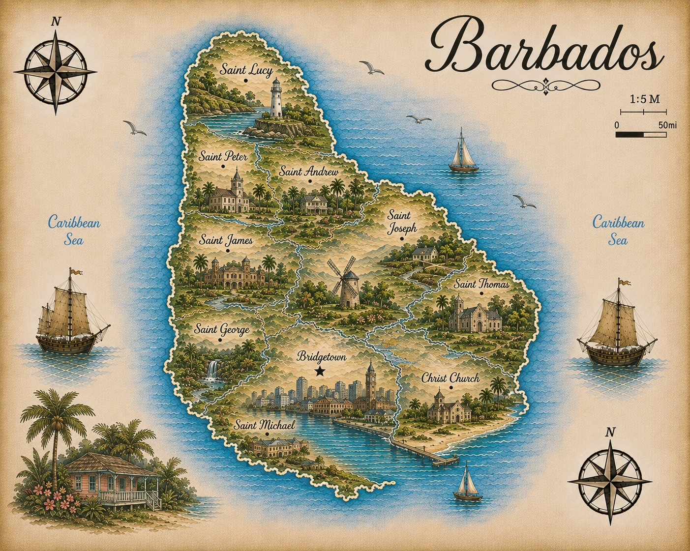Map of Barbados
