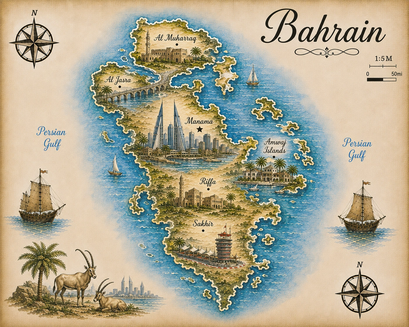 Map of Bahrain