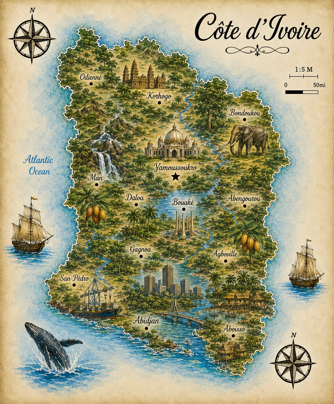 Map of Ivory Coast