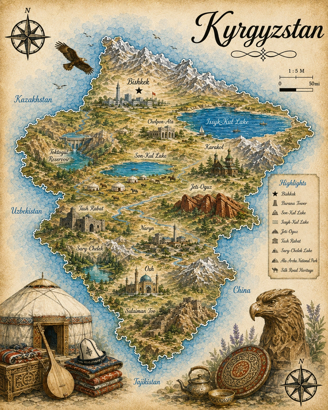 Map of Kyrgyzstan