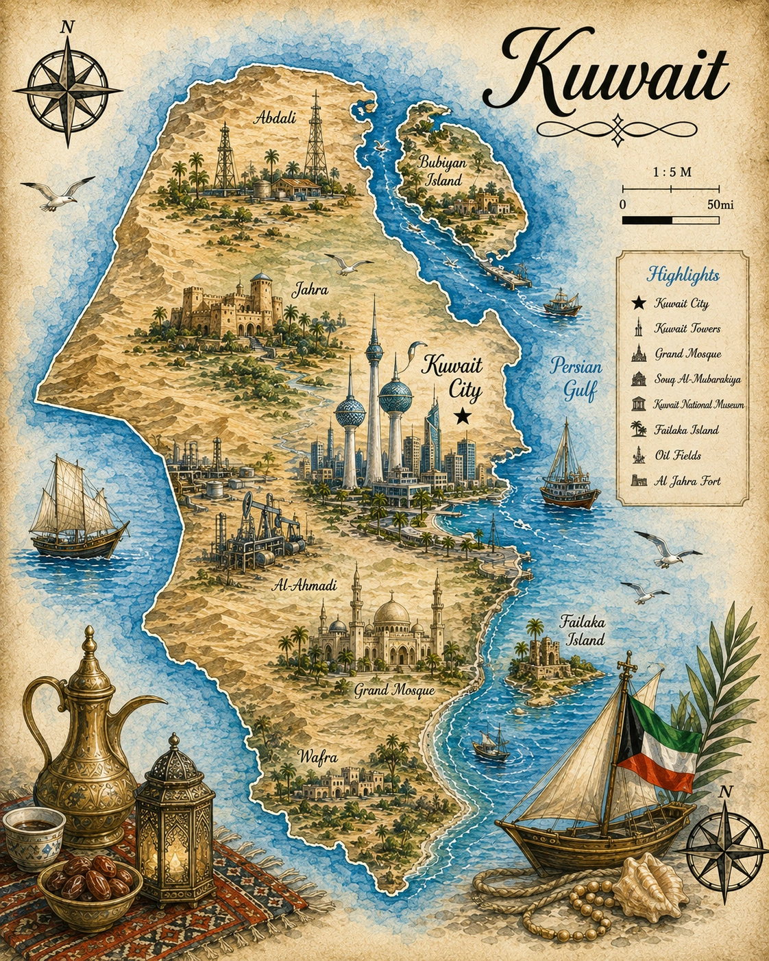 Map of Kuwait