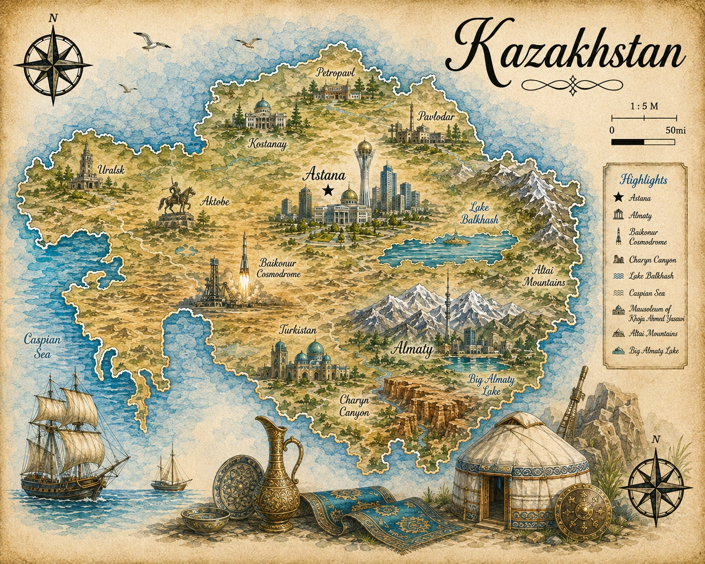 Map of Kazakhstan