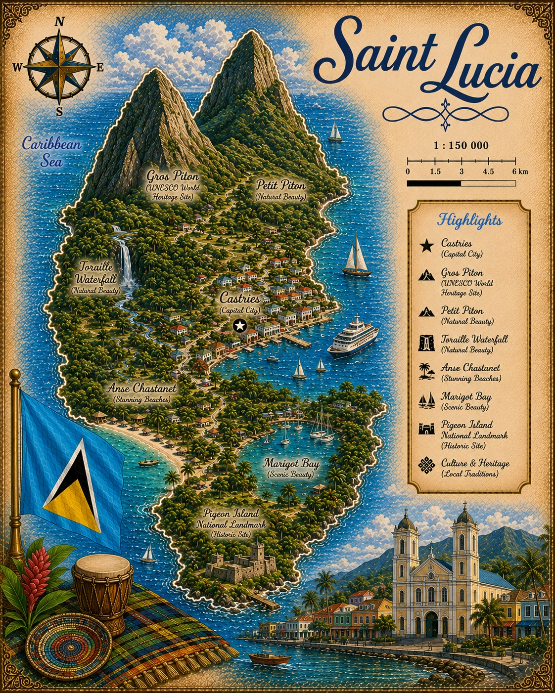 Map of Saint Lucia