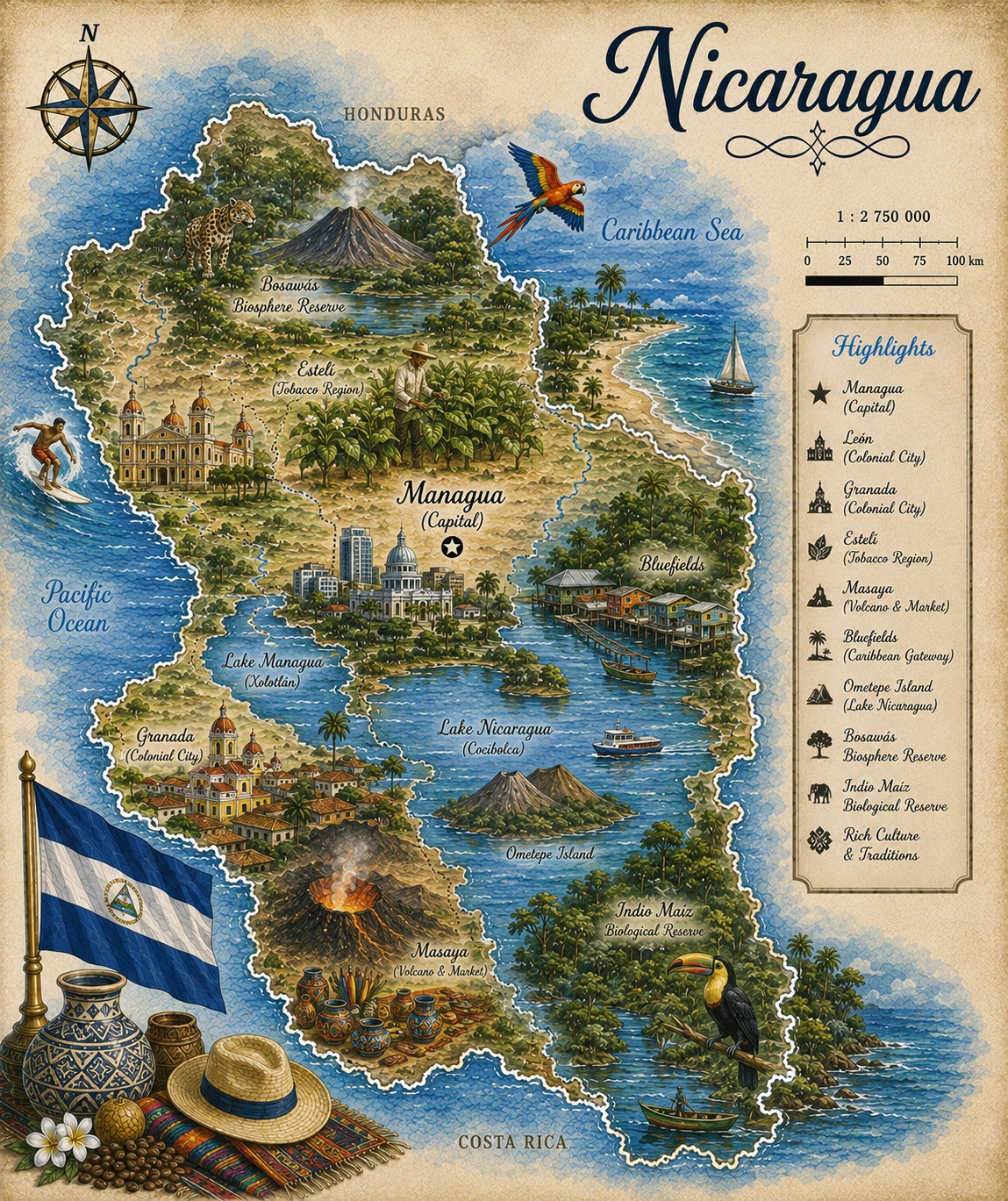 Map of Nicaragua