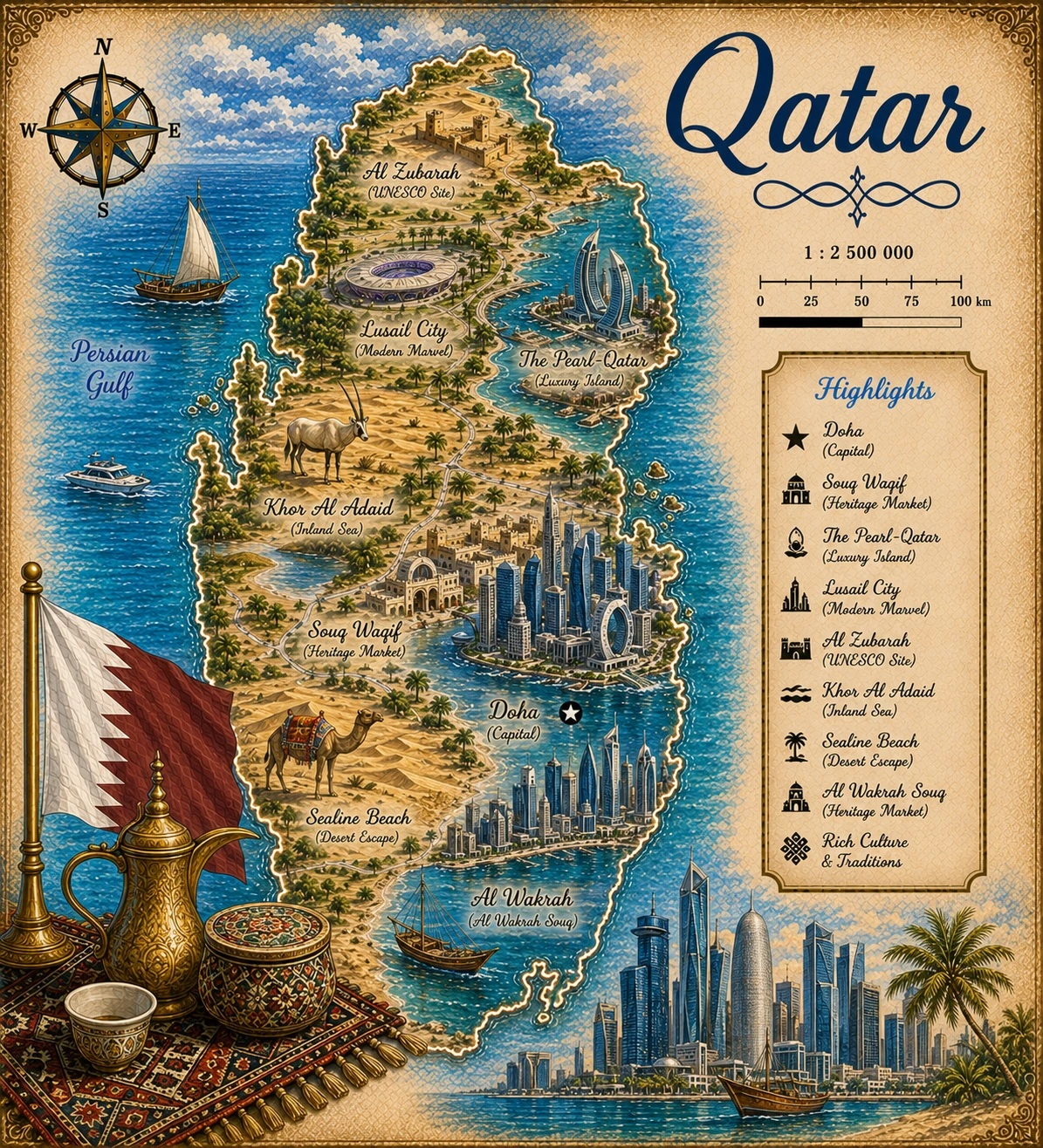 Map of Qatar