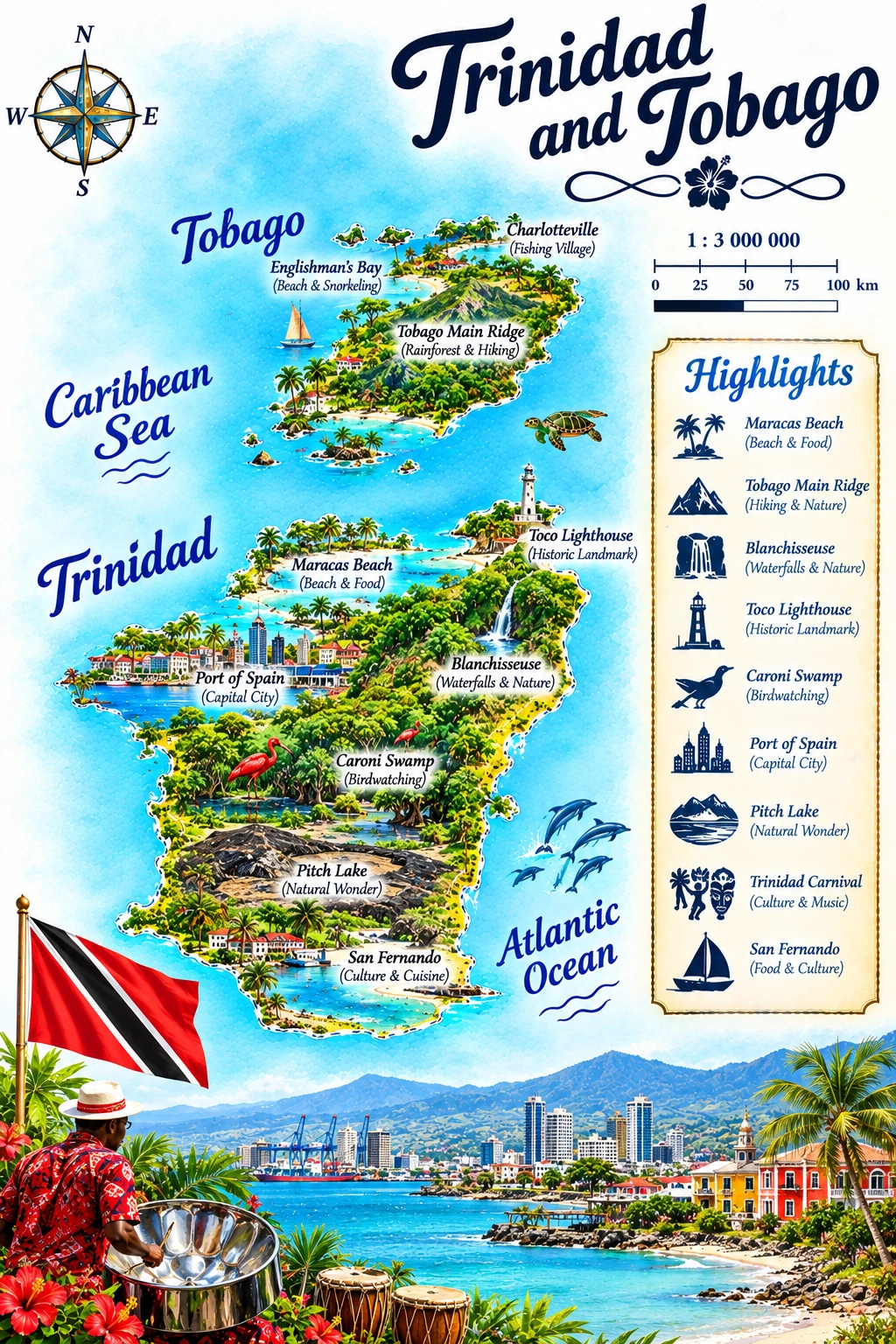 Map of Trinidad and Tobago